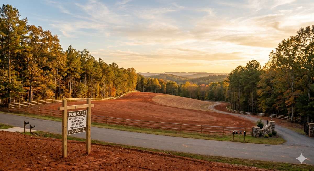 Build-ready lot in the North Carolina Piedmont after residential demolition