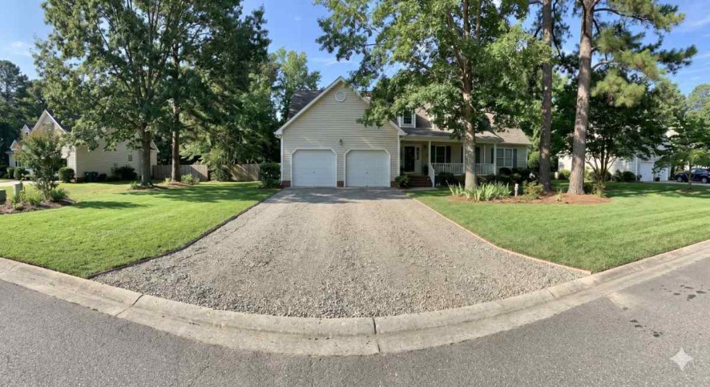 Cleared and graded driveway area ready for new surface in North Carolina