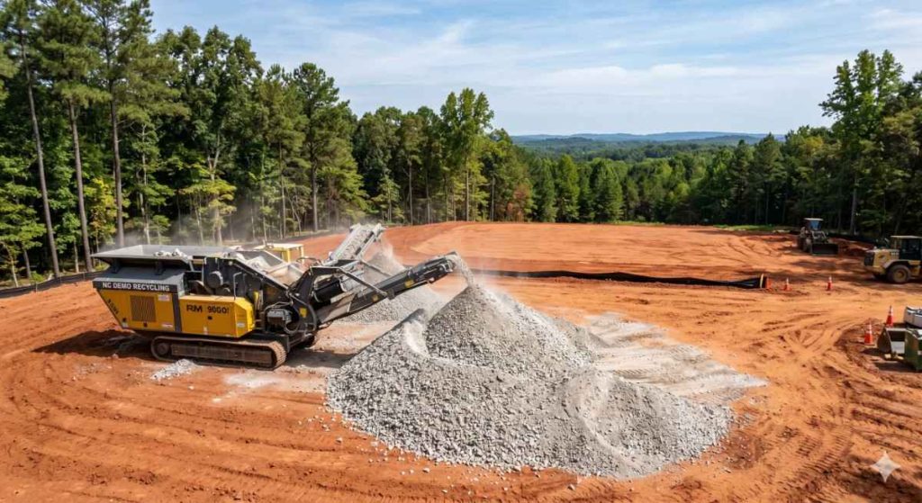 Recycled concrete aggregate from a residential demolition project in NC