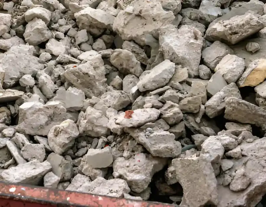 Crushed Concrete Rubble in Disposal Container