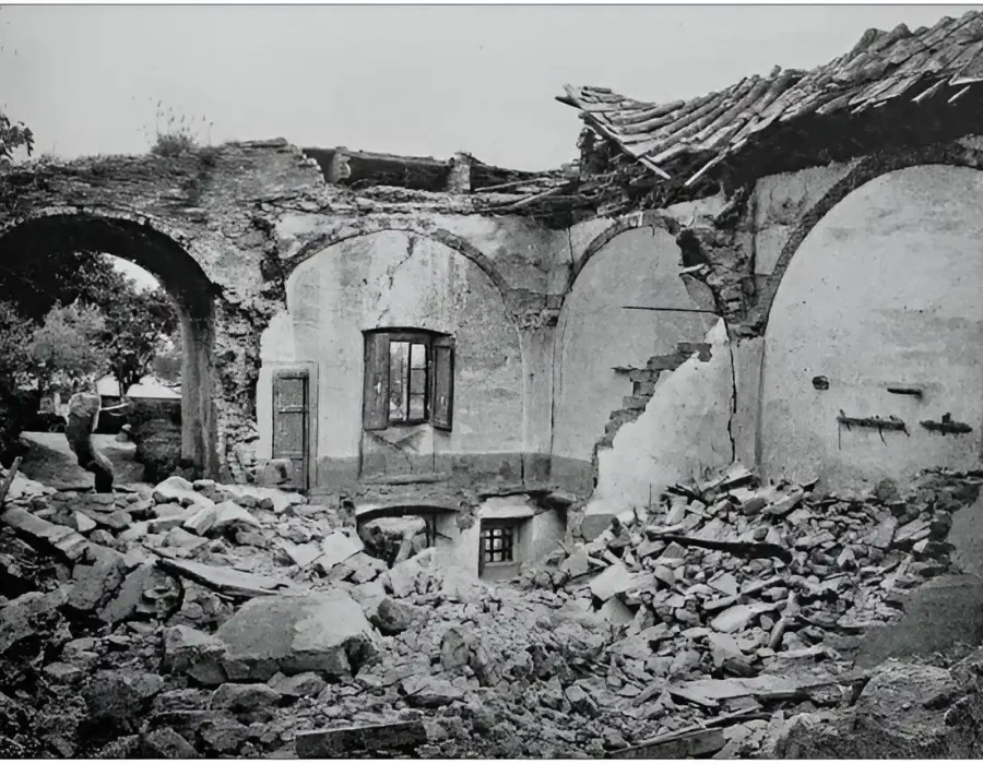 Interior Ruins of Building with Debris After Demolition