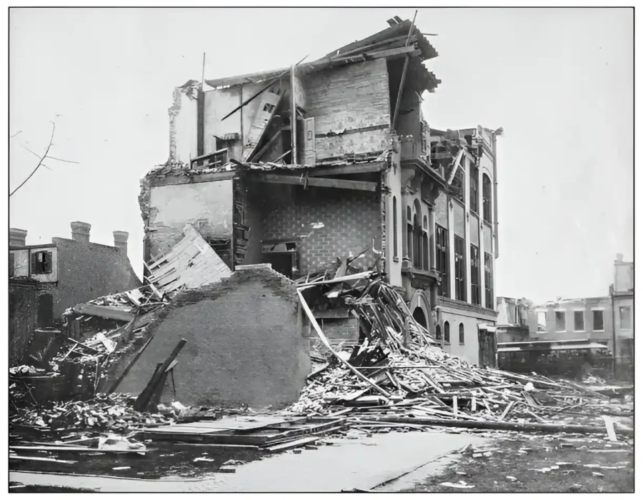 Collapsed Structure with Debris After Demolition Process