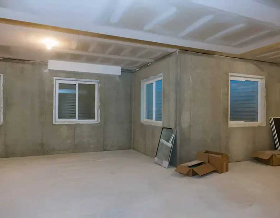 Unfinished Basement with Concrete Walls