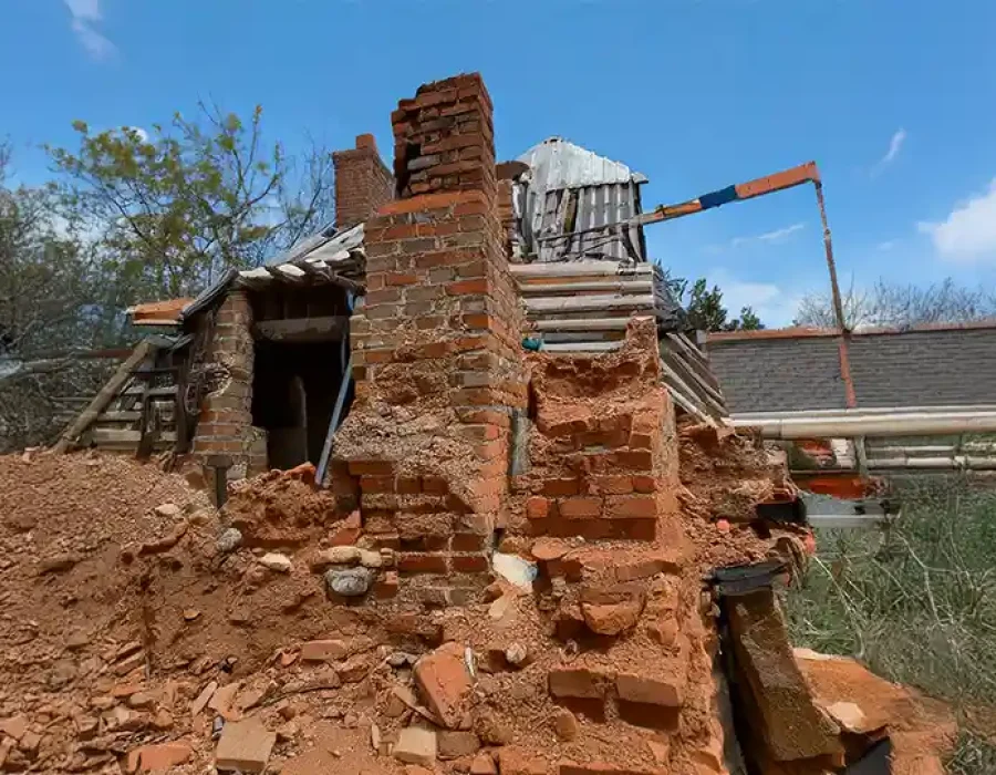 Collapsed Brick Structure Demolition Site