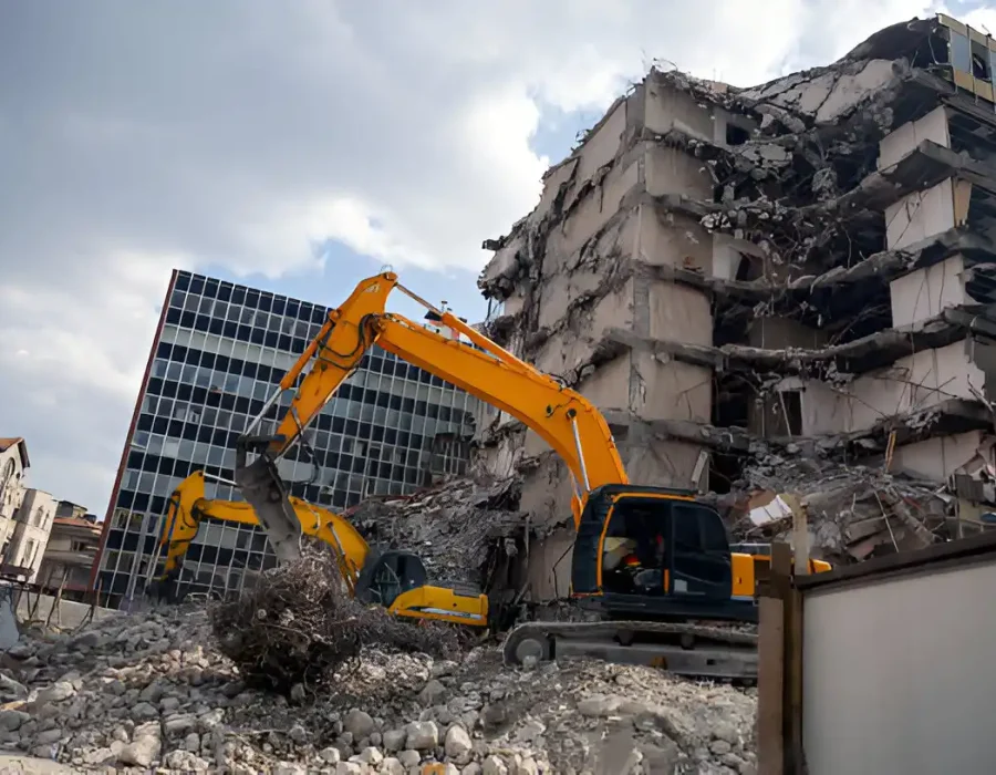 Professional Structure Demolition with Crane System