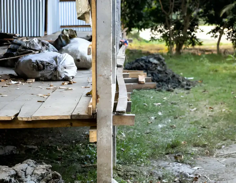 Site Cleanup with Debris Bags and Boards