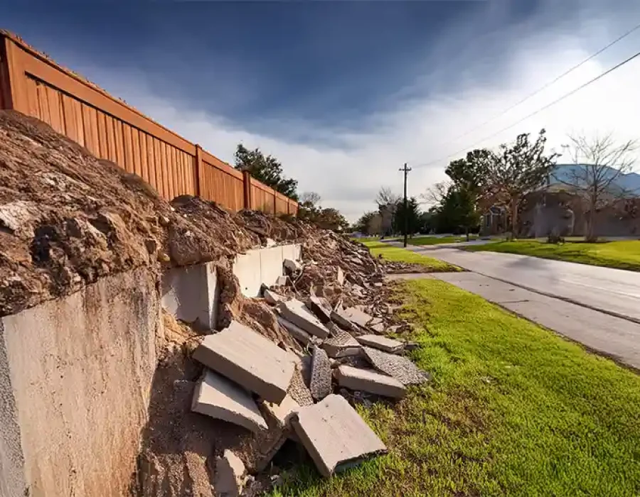 Heavy machinery demolishing a structure and clearing debris, highlighting professional demolition and cleanup solutions.