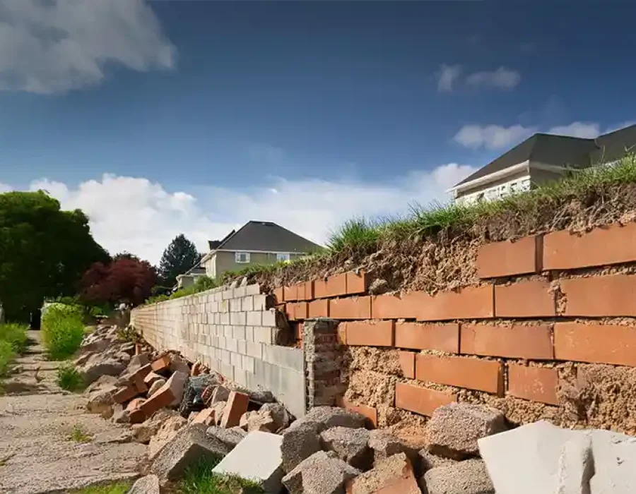 Heavy machinery demolishing a structure and clearing debris, highlighting professional demolition and cleanup solutions.