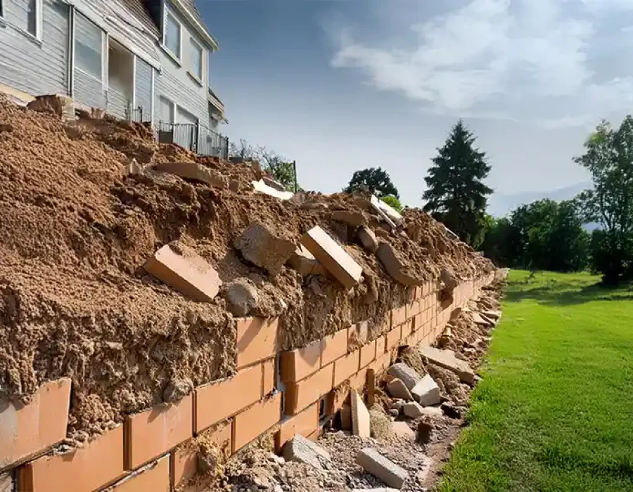 Heavy machinery demolishing a structure and removing debris, showcasing professional demolition and site cleanup.