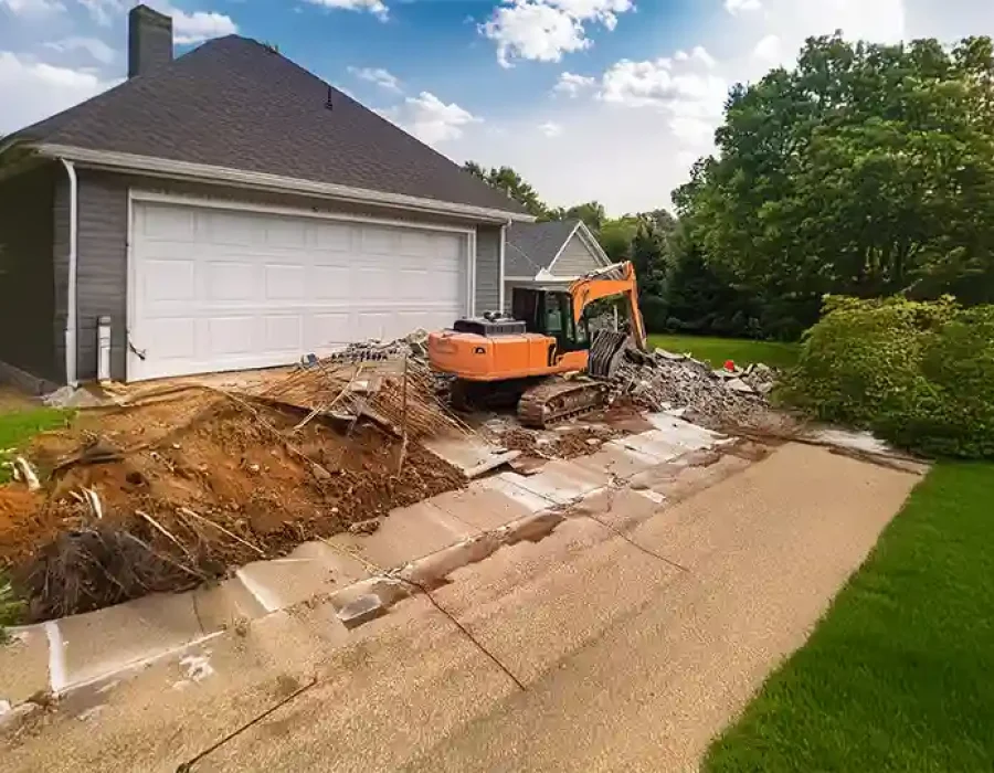 Residential Driveway Demolition in Progress