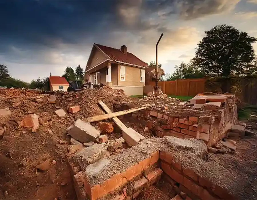 Residential Demolition Site with Rubble