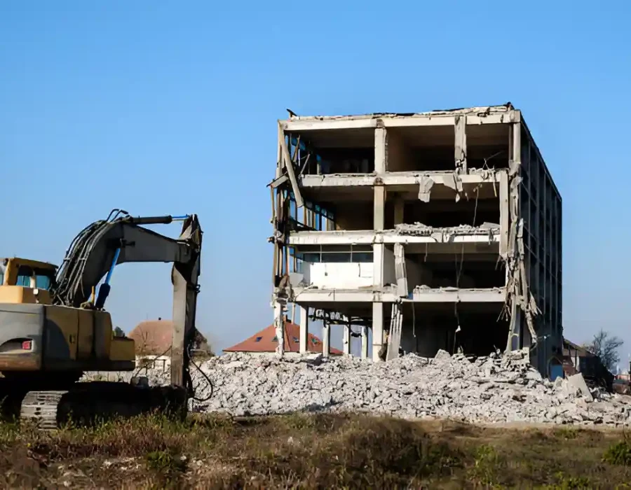 High-Rise Building Demolition in Progress