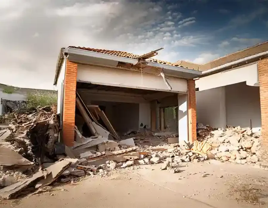Residential Garage Under Demolition