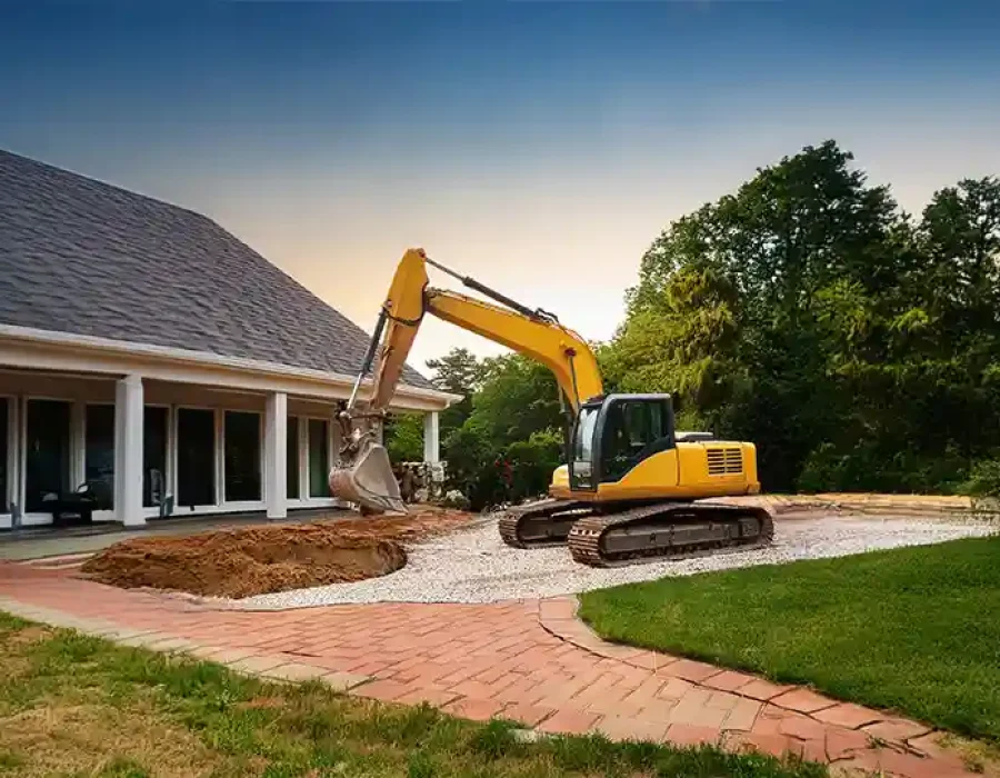 Heavy equipment clearing debris during professional demolition and cleanup work.