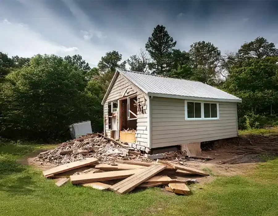 Skilled workers and machinery performing demolition and debris removal for efficient site cleanup.
