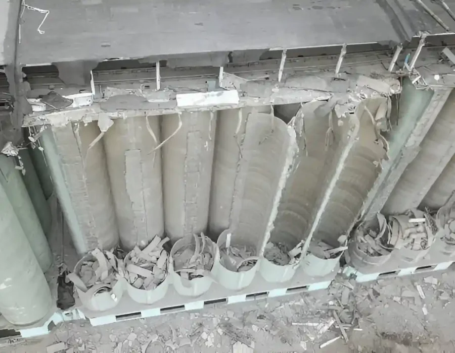 Damaged Concrete Silos Ready for Demolition